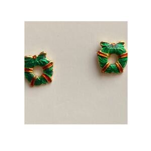 Cloisonne Style Enameled Wreath Earrings - Vintage